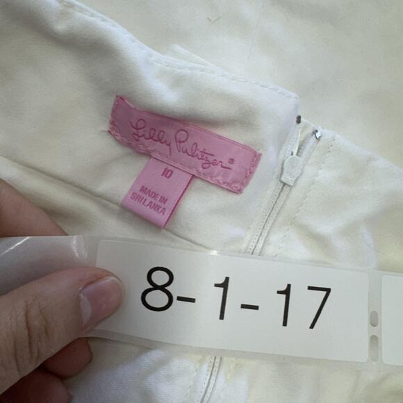 Lilly Pulitzer Skirt Womens 10 White Stretch A Line Patch Pockets Side Zip - Picture 3 of 6